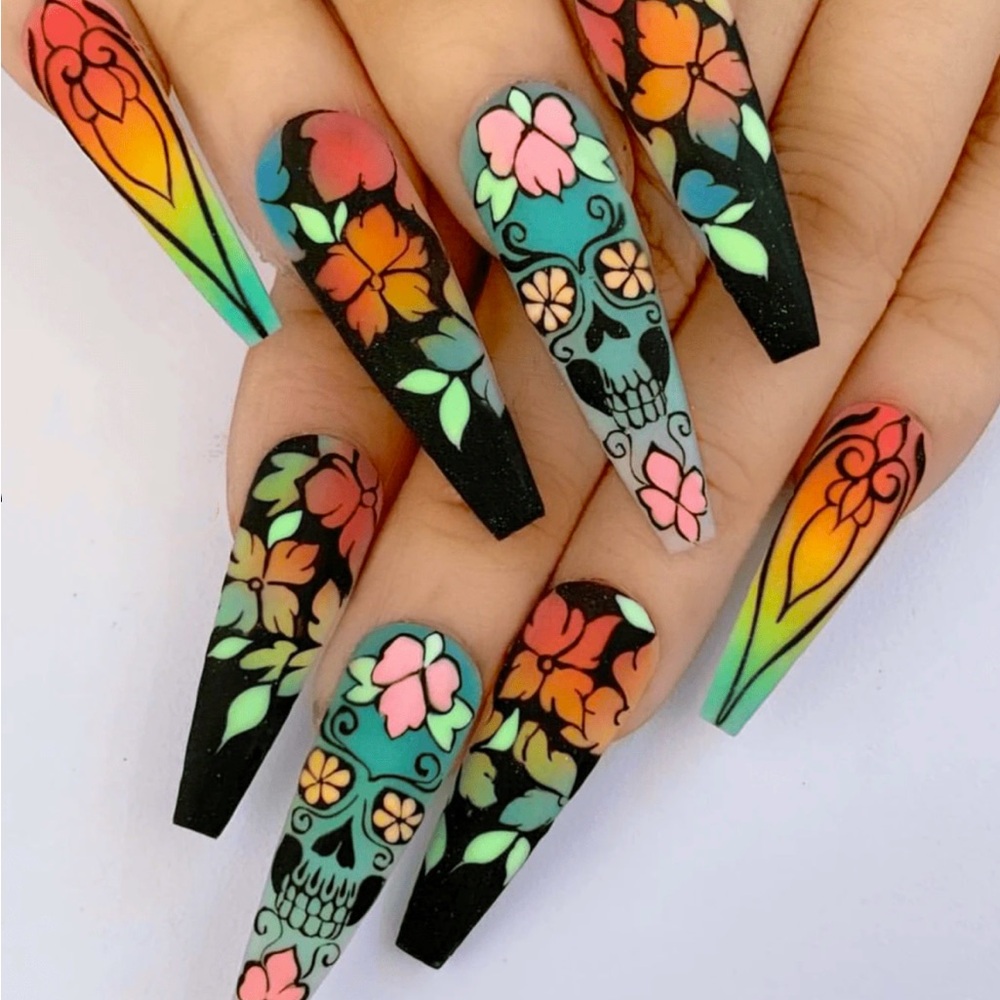 Dia De Los Muertos Press On Nails